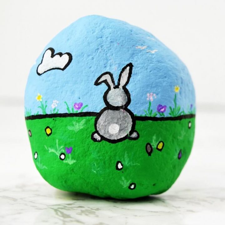 Bunny Rabbit painted rock
