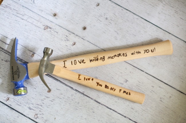 personalized wood burned hammer 