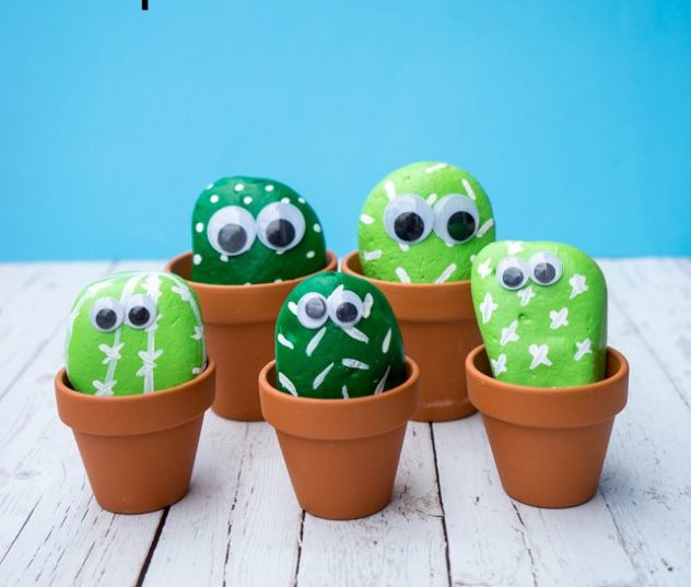 Cactus painted rocks