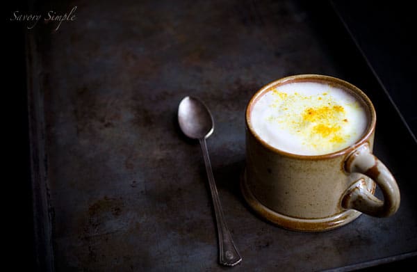Turmeric chai latte perfect drink for staying warm on a cold