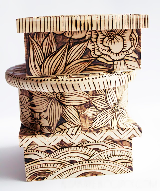 Wood burned boxes