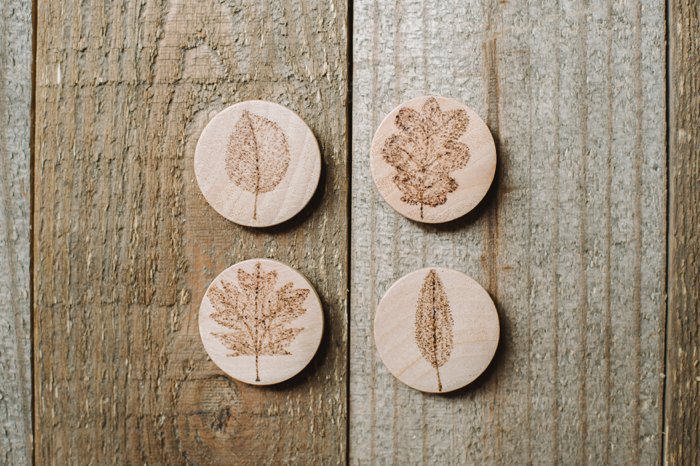 beautiful wood burned leaf magnets