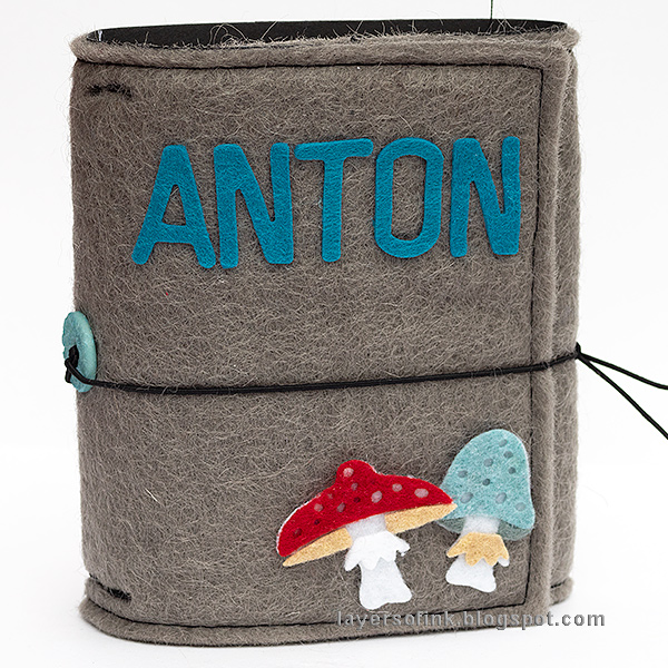 wrapped felt journal with a name Anton on it