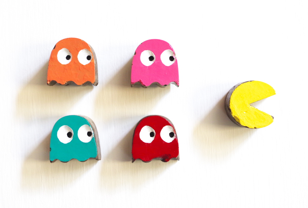 Cement Pacman fridge magnets