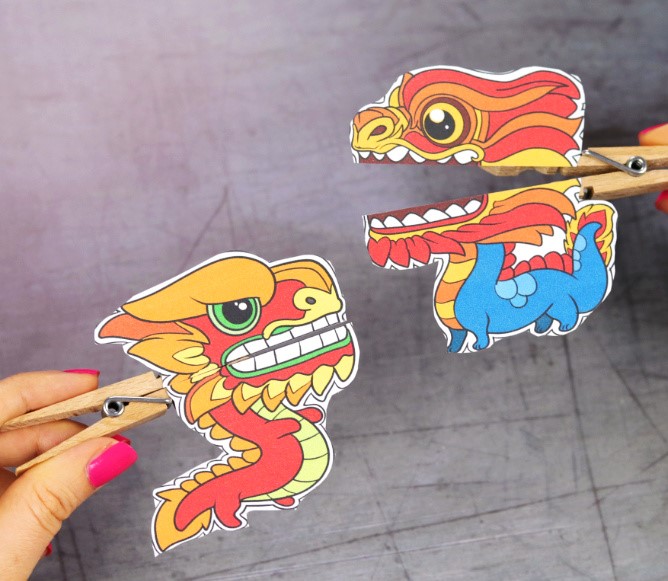 Fun Chinese Dragon Clothespin Puppets Craft for Kids