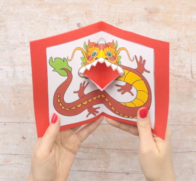 Adorable Chinese Dragon Pop Up Card Craft for Kids