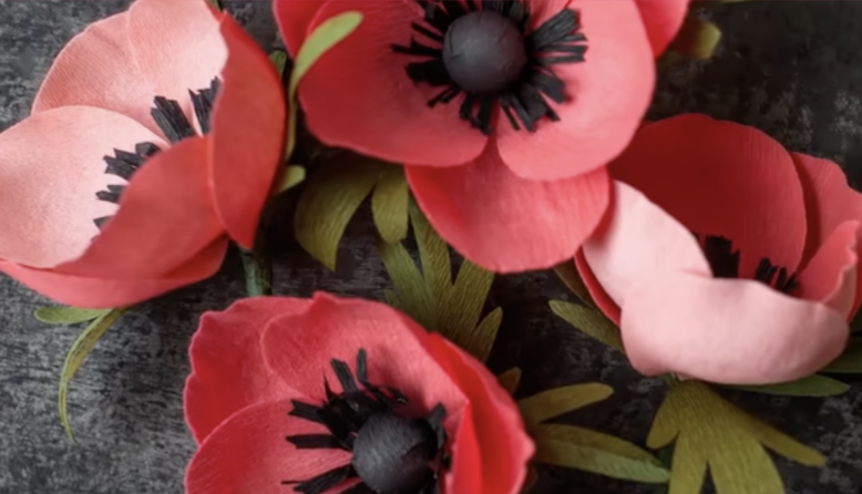 Crepe paper anemone flowers