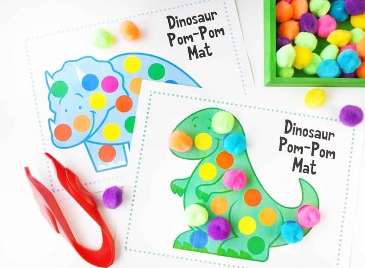 Adorable Dinosaur Color Matching Mats For Preschool Kids