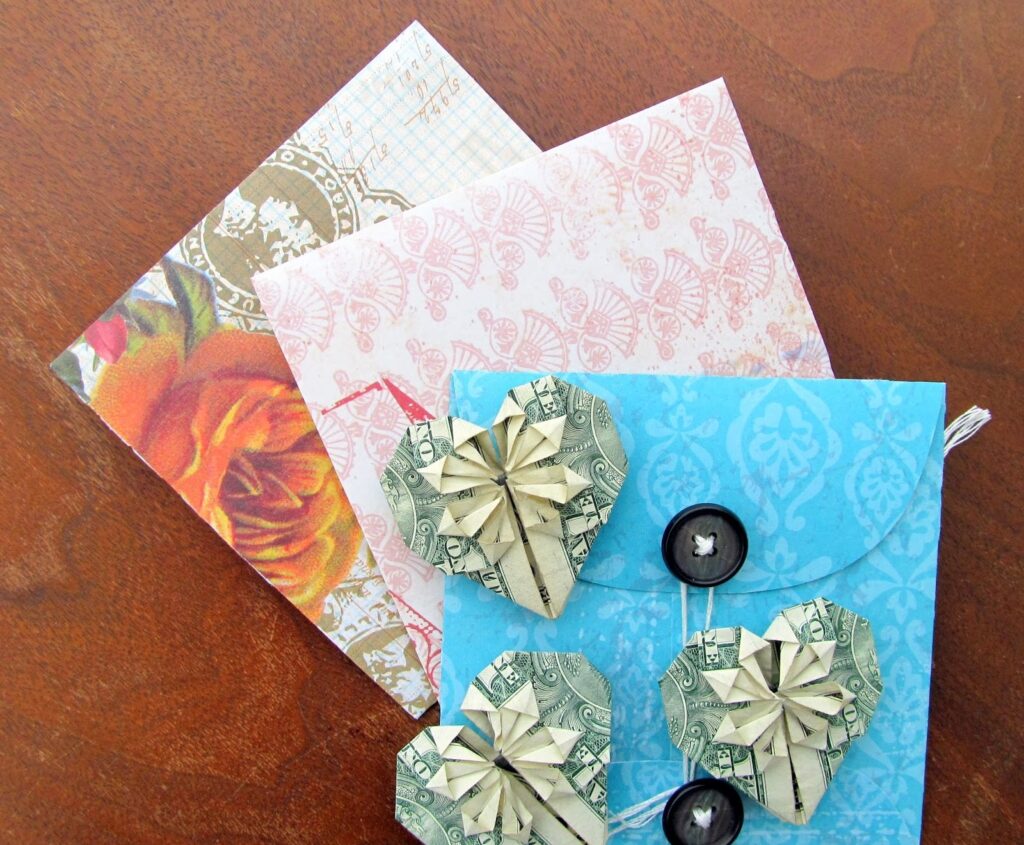 DIY envelopes with pretty button closures