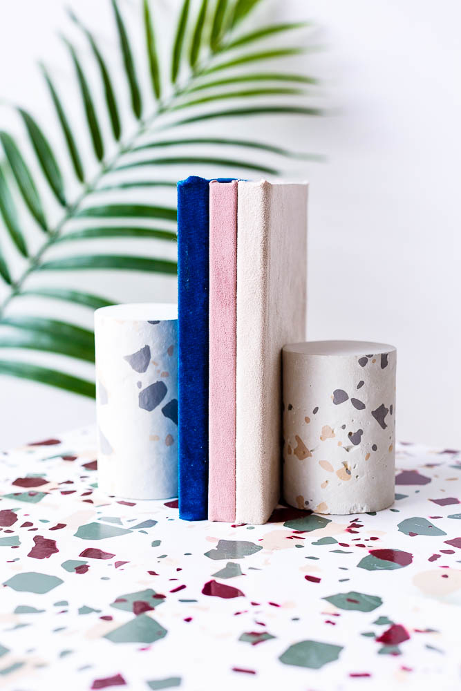 Terrazzo concrete book ends