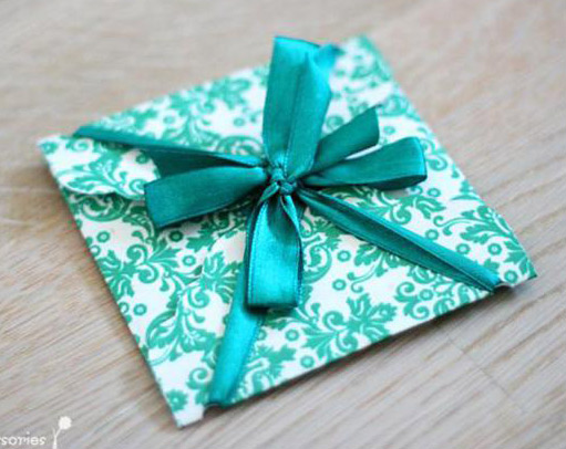Gift card envelopes with satin ribbons