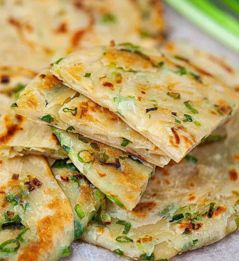 CLASSIC AND TRADITIONAL CHINESE GREEN ONION PANCAKE RECIPE FOR SNACK, BREAKFAST, AND LUCNH