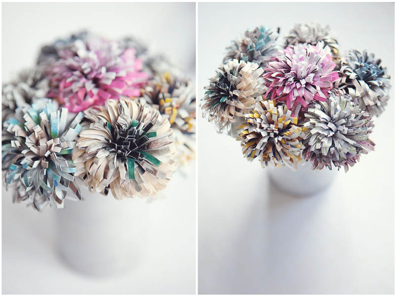 Gorgeous paper flowers from old magazines