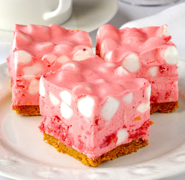 No Bake Strawberry Chiffon Squares
