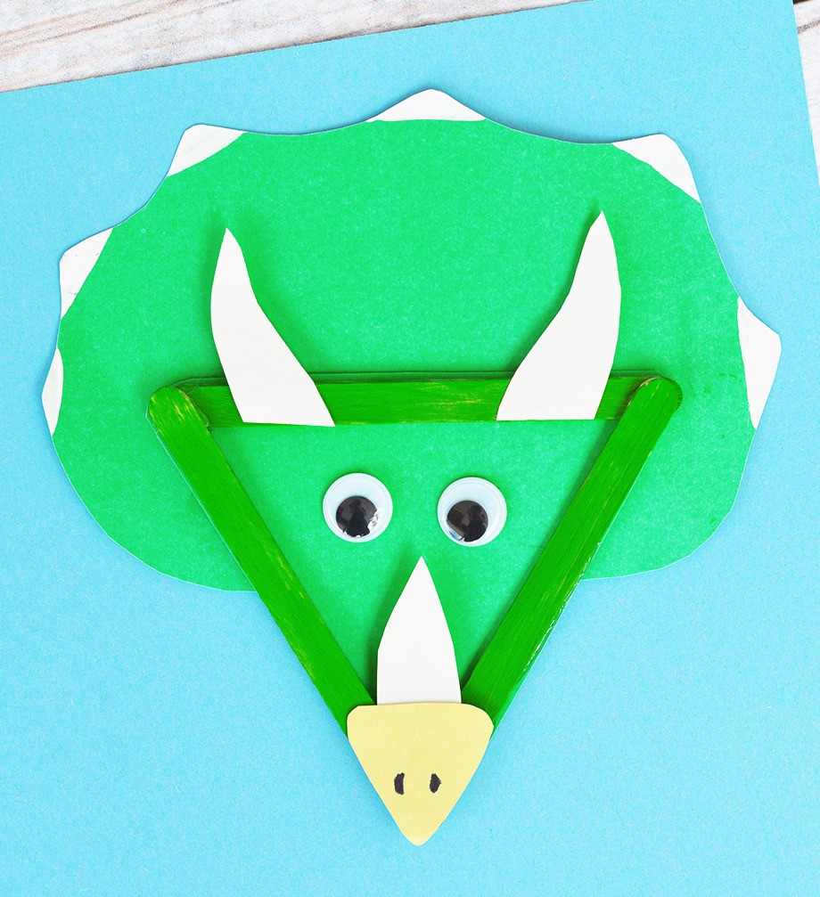 Cute Popsicle Stick Triceratops Craft For Kids