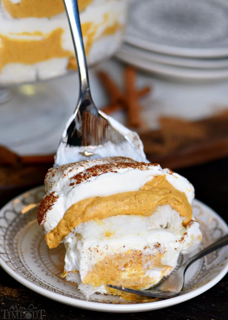 A slice of pumpkin cheesecake trifle