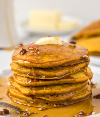 Easy Homemade Pumpkin Pancakes Recipe for the family perfect for Autumn