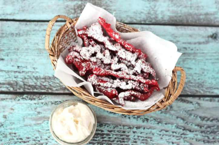 Red Velvet Funnel Cake Sticks a perfect and delicious treat 