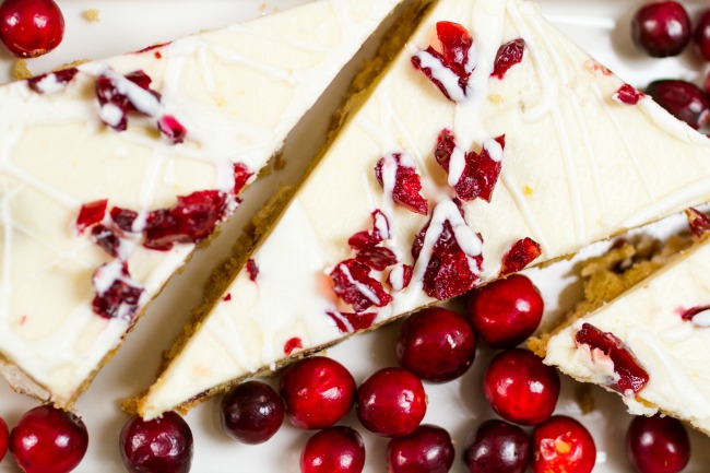 Cranberry Bliss Bars drizzled with the remaining white chocolate over it