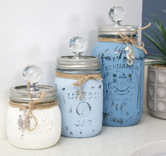  DIY painted mason jars bathroom containers