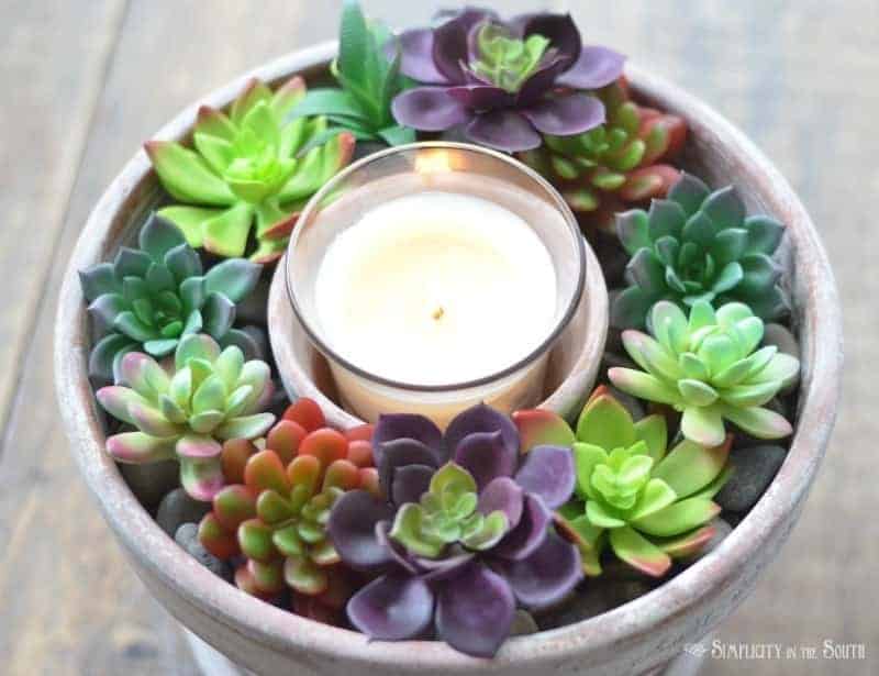 Simple + Cheap DIY Project: Dollar Tree Succulent Candle Centerpiece
