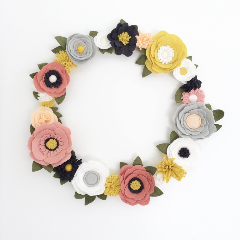 felt flower spring wreath