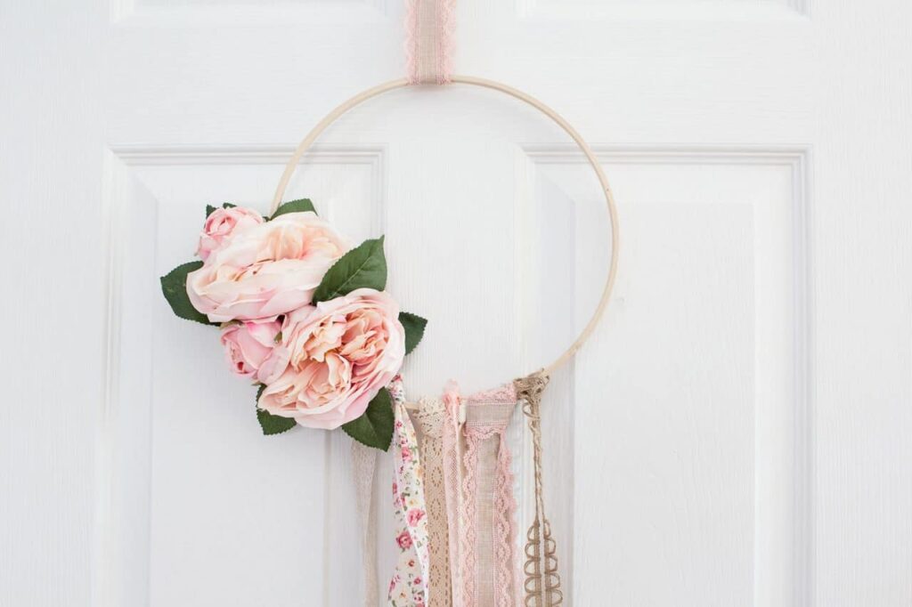  floral boho spring hoop wreath 