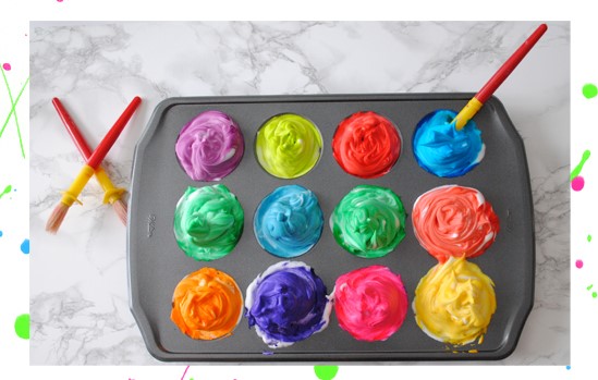 Homemade non-toxic shaving cream bath paint for kids
