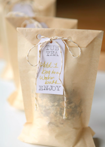 lovely homemade bath tea made of Mint, lavender, and flower petals
