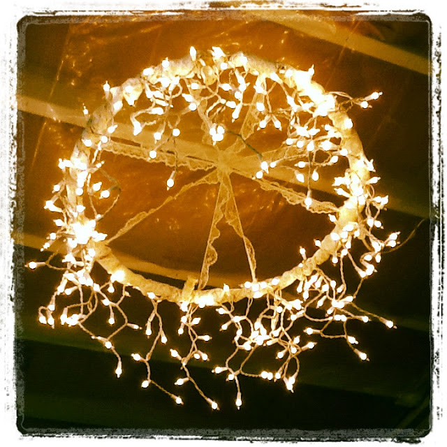 Dollar tree Hula Hoop chandelier