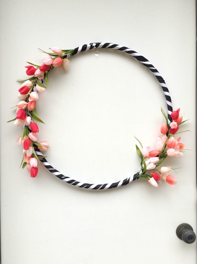 Hula hoop spring wreath
