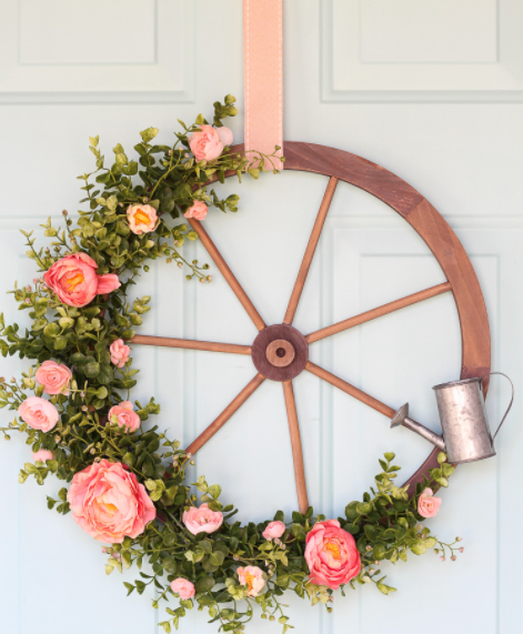 Wagon Wheel Farmhouse Style Wreath