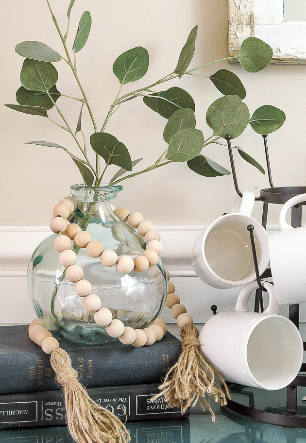 inexpensive wood bead garland with tassels