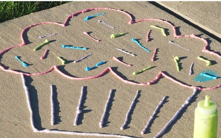Cupcake inspired Sidewalk Foam Paint kids love
