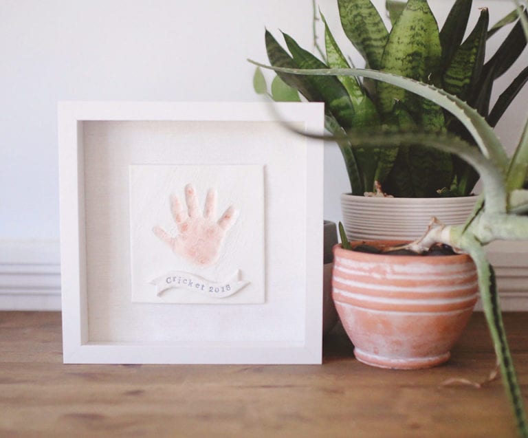 DIY Baby Clay Handprint Keepsake Frame or Ornament Perfect Newborn Craft or Mother's Day Gift