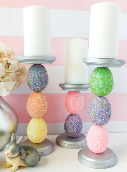 Beautiful and Colorful Beaded Easter Egg Candle Holder 