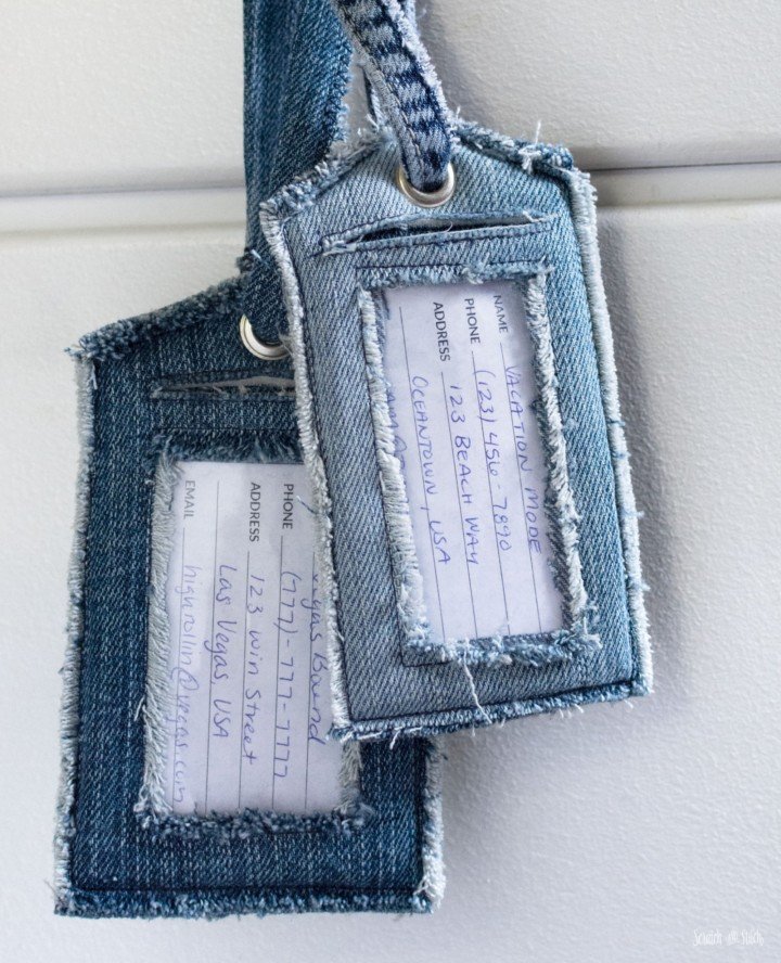 DIY LUGGAGE TAGS MADE FROM JEANS cute and adorable project