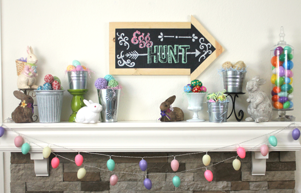 EASY DIY Egg Hunt Easter Mantel Adorable Party Decor