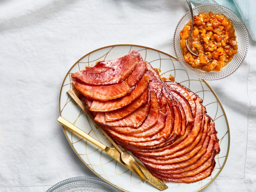 Glazed Ham with Pineapple Chutney delicious dish for the family or party appetizer