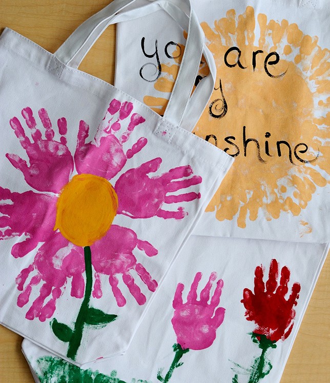 DIY Handprint Tote Bags Adorable Gift for Mother's Day