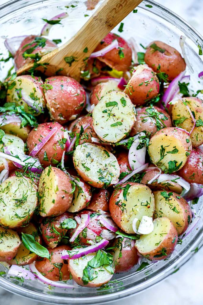 healthy no-mayo potato salad with fresh herbs