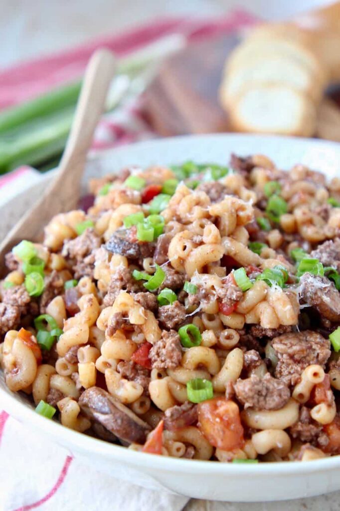 delicious and easy One Pot Mediterranean Ground Lamb Pasta recipe for weeknight dinner