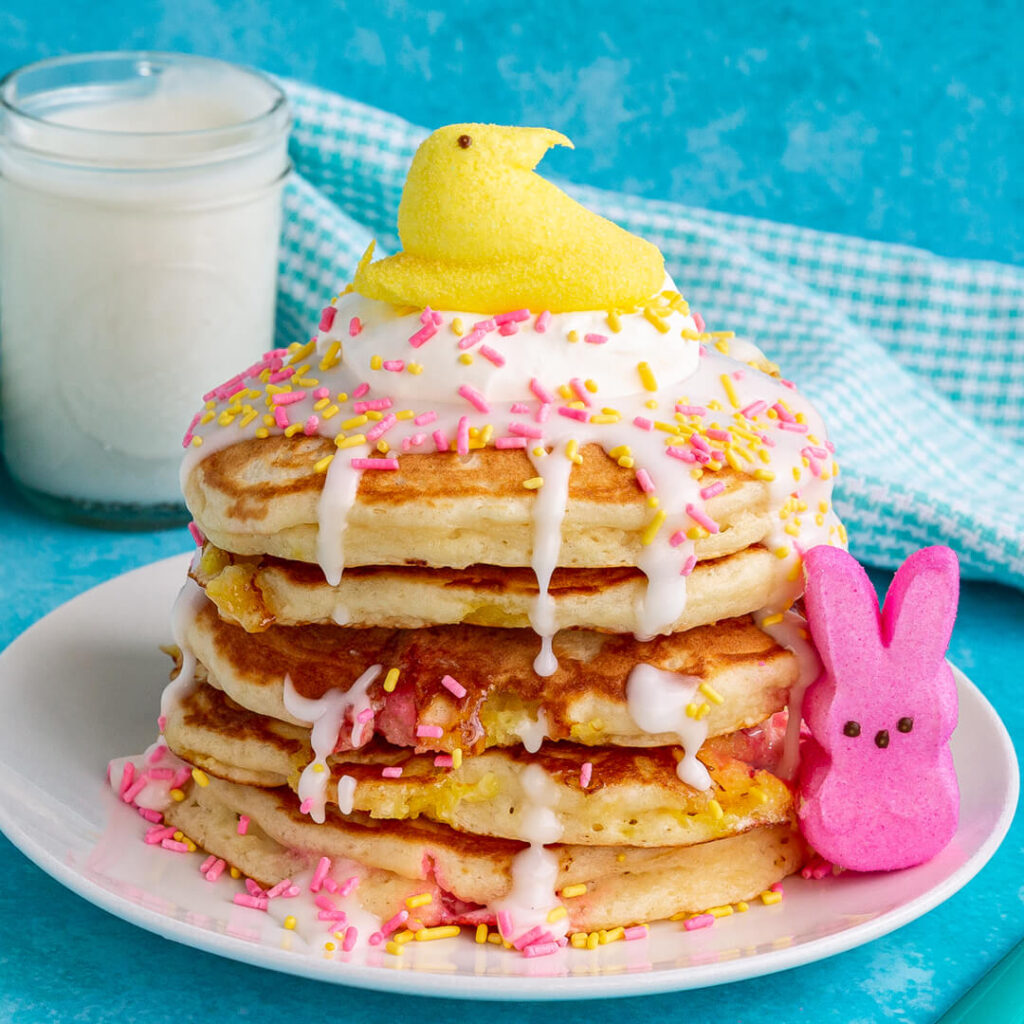 delicious and creative Easter Marshmallow Pancakes for kids treat 