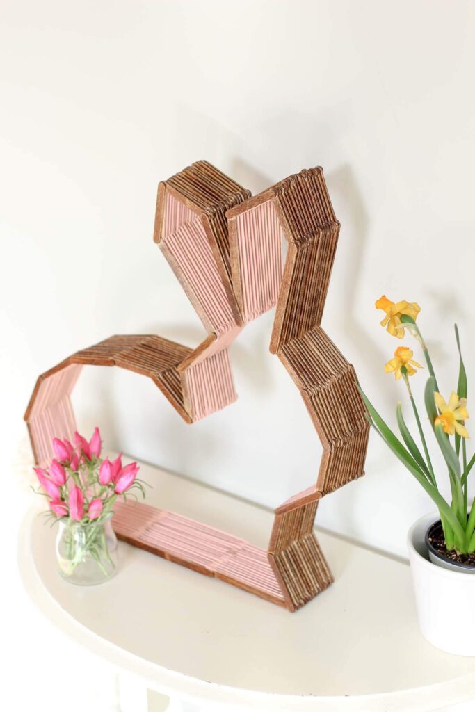 Adorable DIY Modern Bunny Decor Made From Popsicle Sticks
