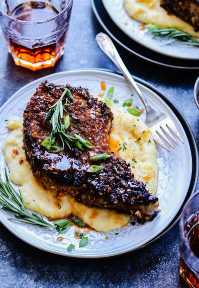 Delicious, tender and juicy Pretzel Crusted Pork Chops glazed with a Sweet n’ Spicy Honey Mustard Sauce