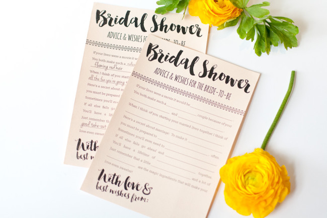 Fun Printable Bridal Shower Advice Cards