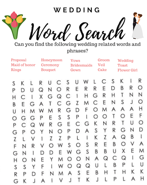 Bridal Shower Word Search Relaxing Game