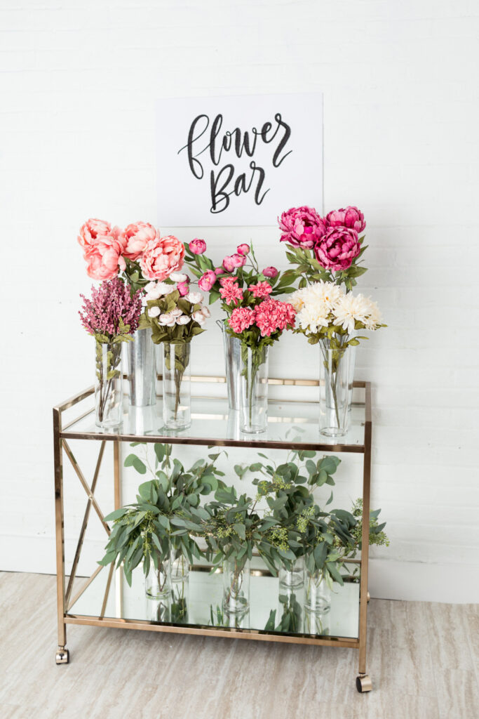 beautiful flower bar full of fresh flowers