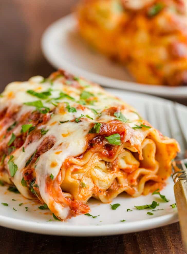 beefy, saucy, and cheesy Lasagna roll ups