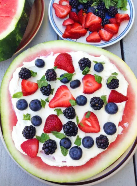 Fresh, and juicy Watermelon Fruit Pizza 